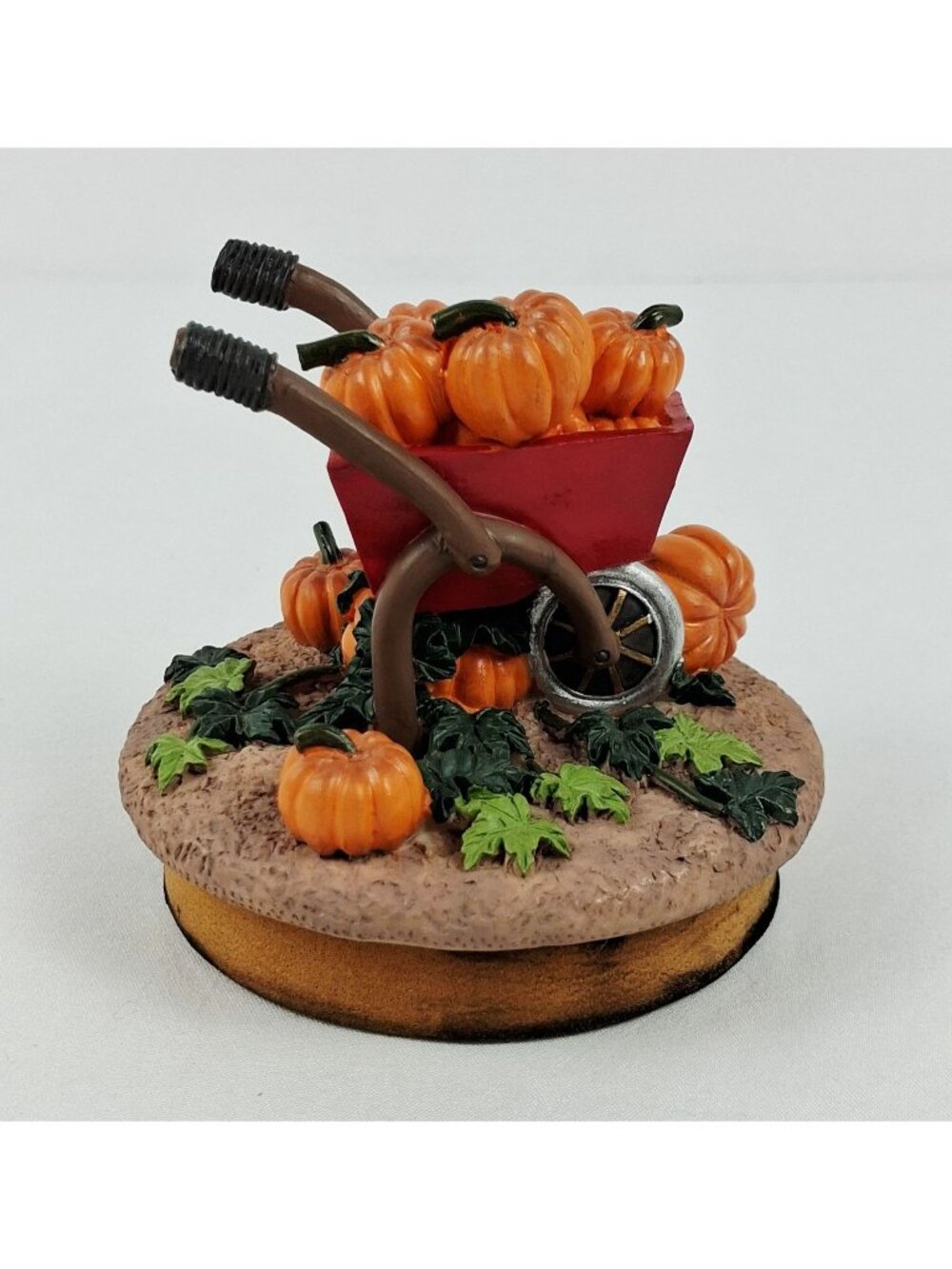 Harvest Wheelbarrow Jar Candle Topper With Pumpkins & Leaves Fall Decor